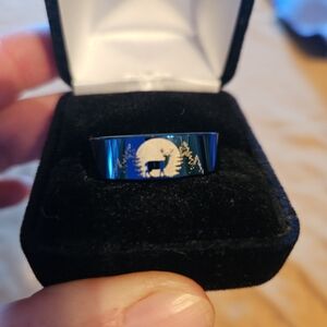 Men's Blue Deer Design Ring